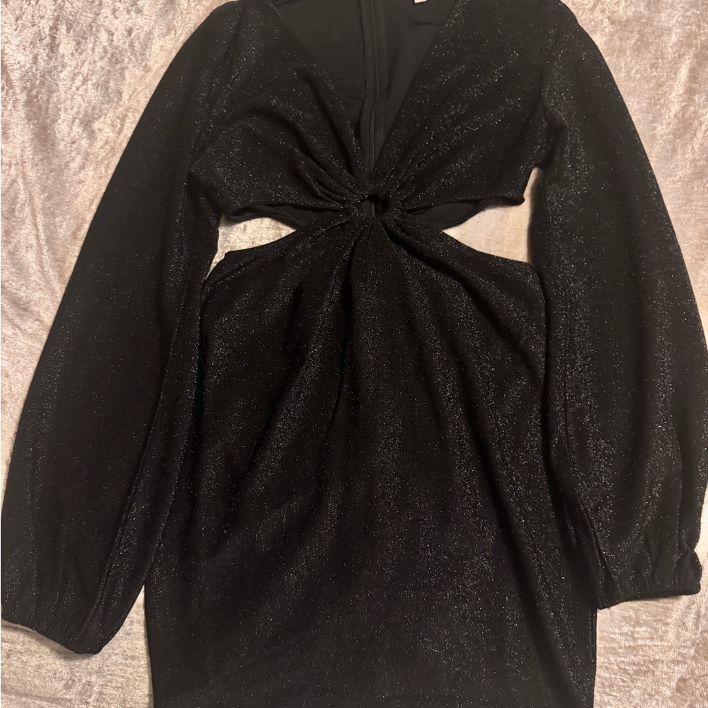 Pink Lily Black Sparkle Dress Top